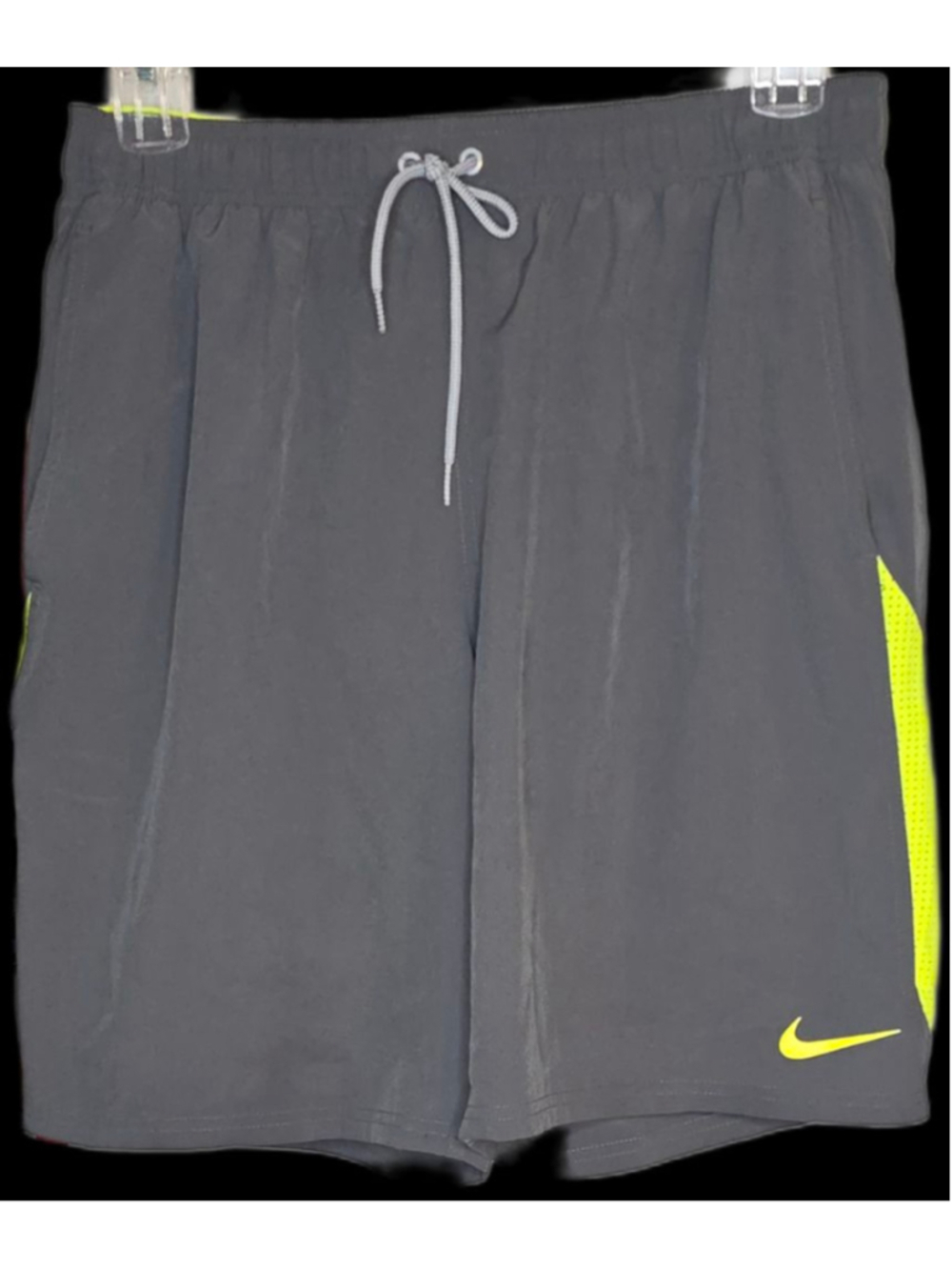 Nike Contend Volley Swim Shorts Mens Large Gray Volt Lined NESSA482
